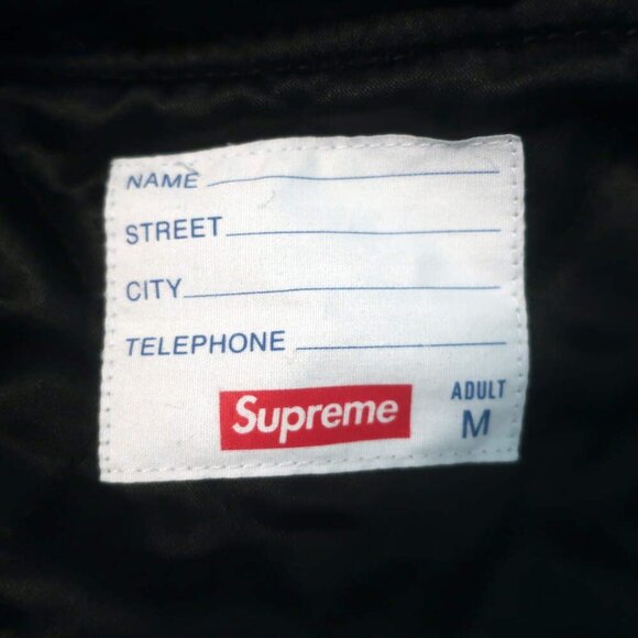 Supreme King Leather-Sleeve Hooded Varsity Jacket Black Size Medium - Picture 9 of 10